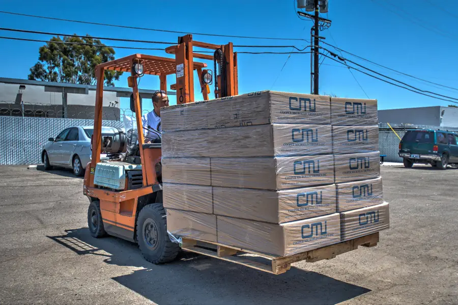 Pallets of CMI product ready to ship